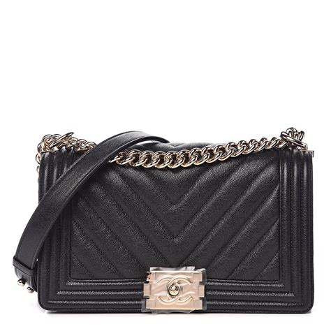 chanel caviar chevron quilted new medium boy flap black|CHANEL Caviar Chevron Quilted Medium Boy Flap Black.